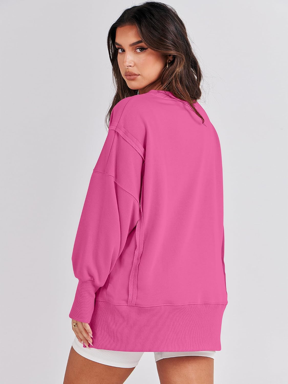 ANRABESS Womens Oversized Sweatshirts Crew Neck Long Sleeve Shirts Casual Loose Slit 2025 Fall Outfits Y2K Teen Girls Clothes