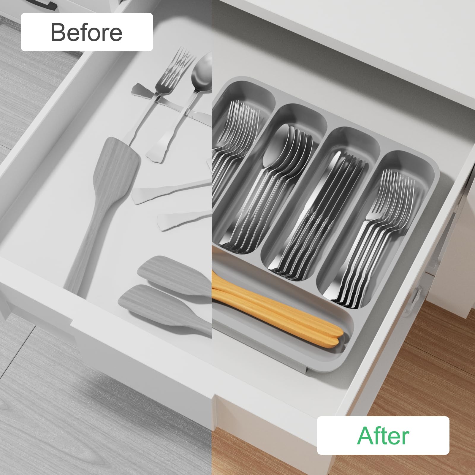 Organizzatore Cassetti Cucina Espandibile 33-57cm - Portaposate Senza BPA - Foto 11