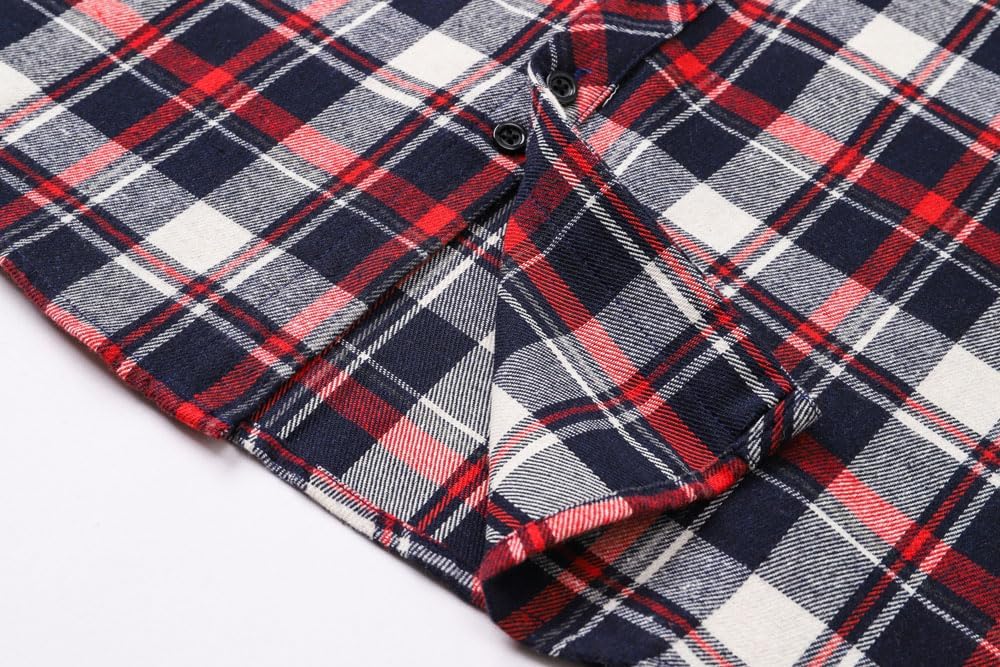 Cromoncent Men's Casual Flannel Shirt Plaid Long Sleeve Button Down Western Shirt - Image 8