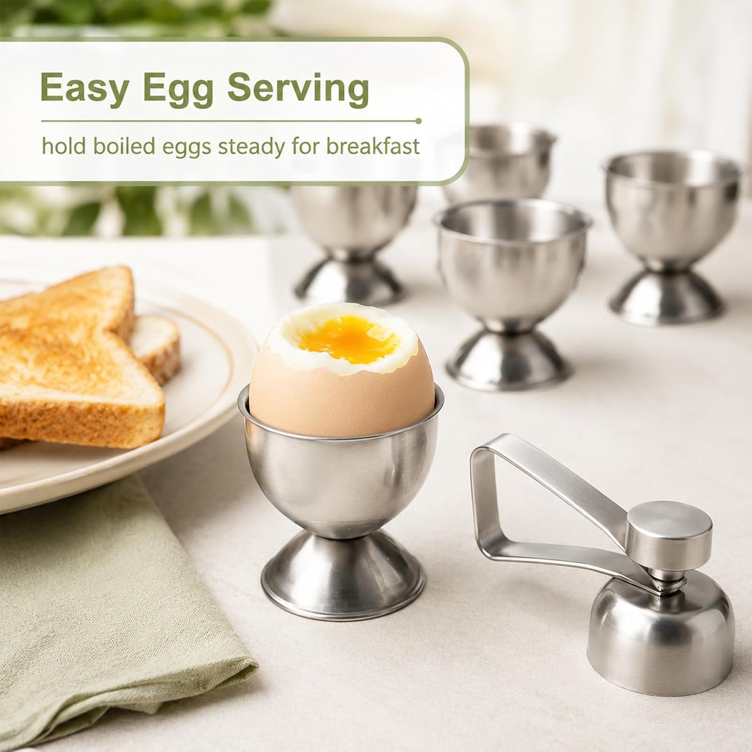 Soft Boiled Egg Holder Set,4 Soft Boiled Egg Holder And 1 Egg Topper