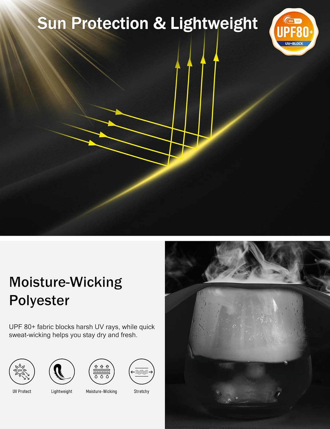 MAGCOMSEN Mens T-Shirts Short Sleeve UPF 80+ Sun Protection Lightweight Moisture Wicking Casual Crew Neck Basic Tees - Image 5