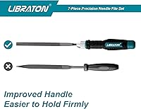 Vista 3 de LIBRATON Juego de limas de agujas intercambiables, pequeñas limas de metal de madera, 6 piezas de acero con mango para trabajos de precisión