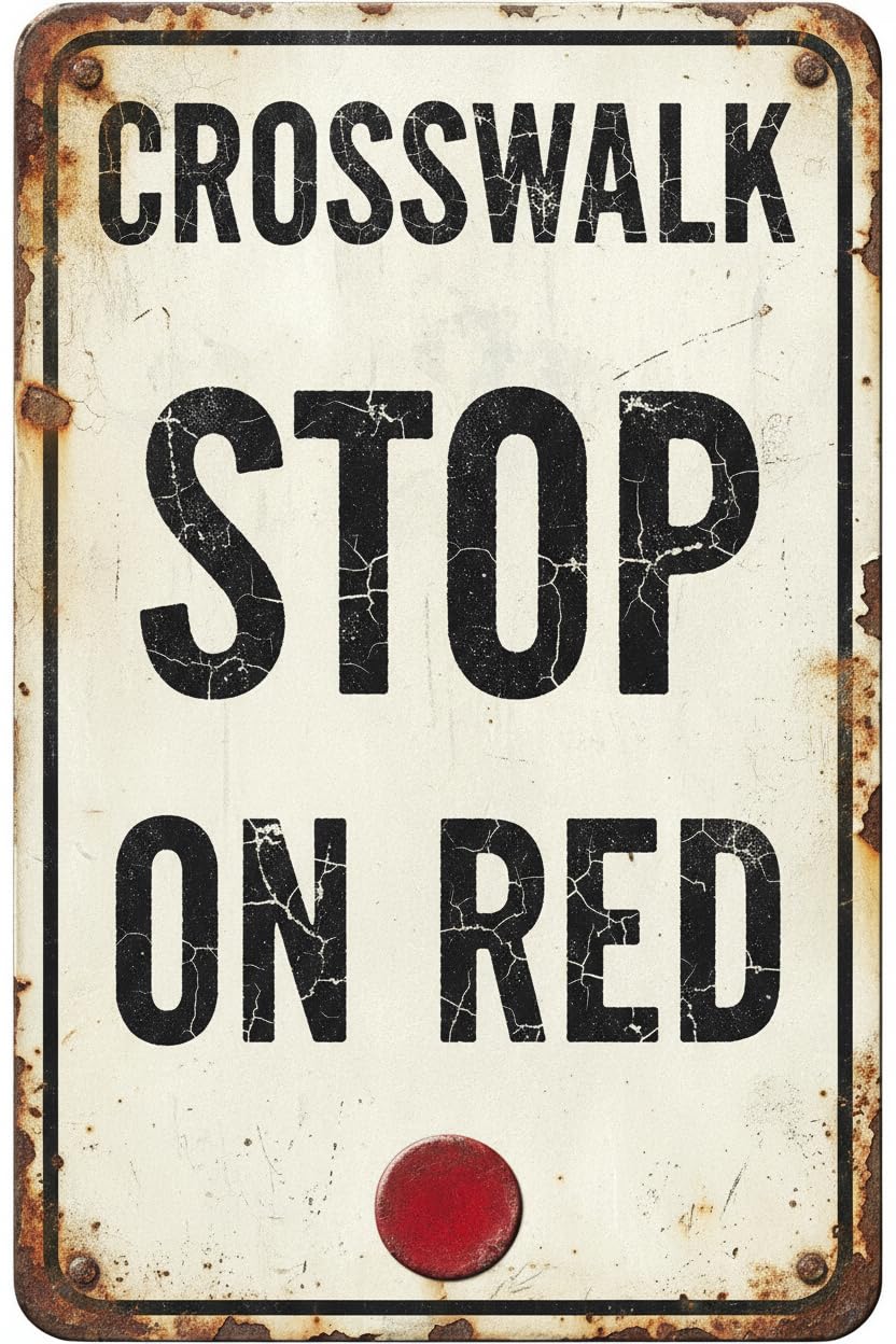 Wall Decor R10-23 Crosswalk Stop On Red - Traffic Regulatory Sign Metal Sign 8x12Inch Clear Signage For S, Fences Vintage Signs Aluminum Plates Printed