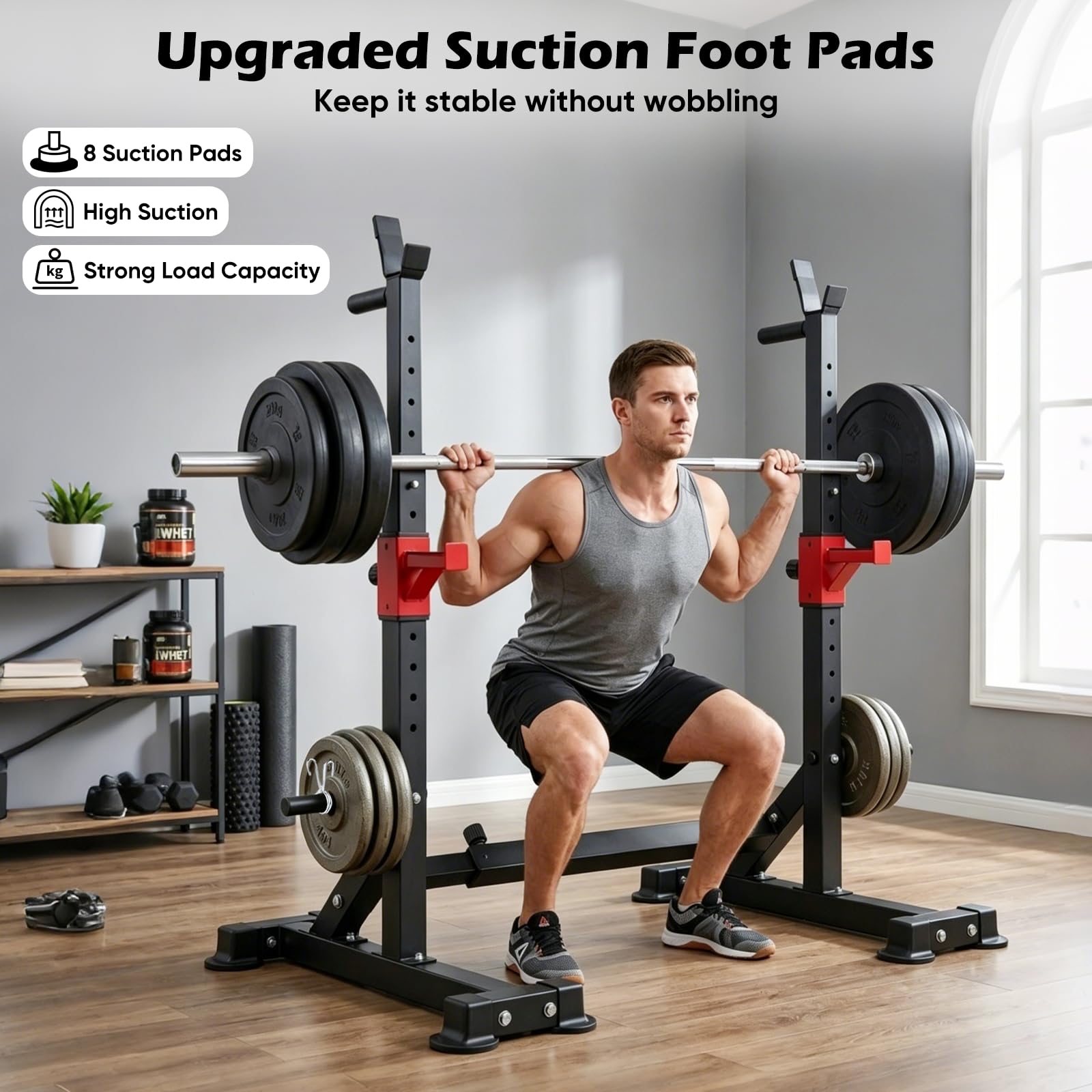 Supporto regolabile per squat e manubri, 12 livelli, 300 kg, per casa