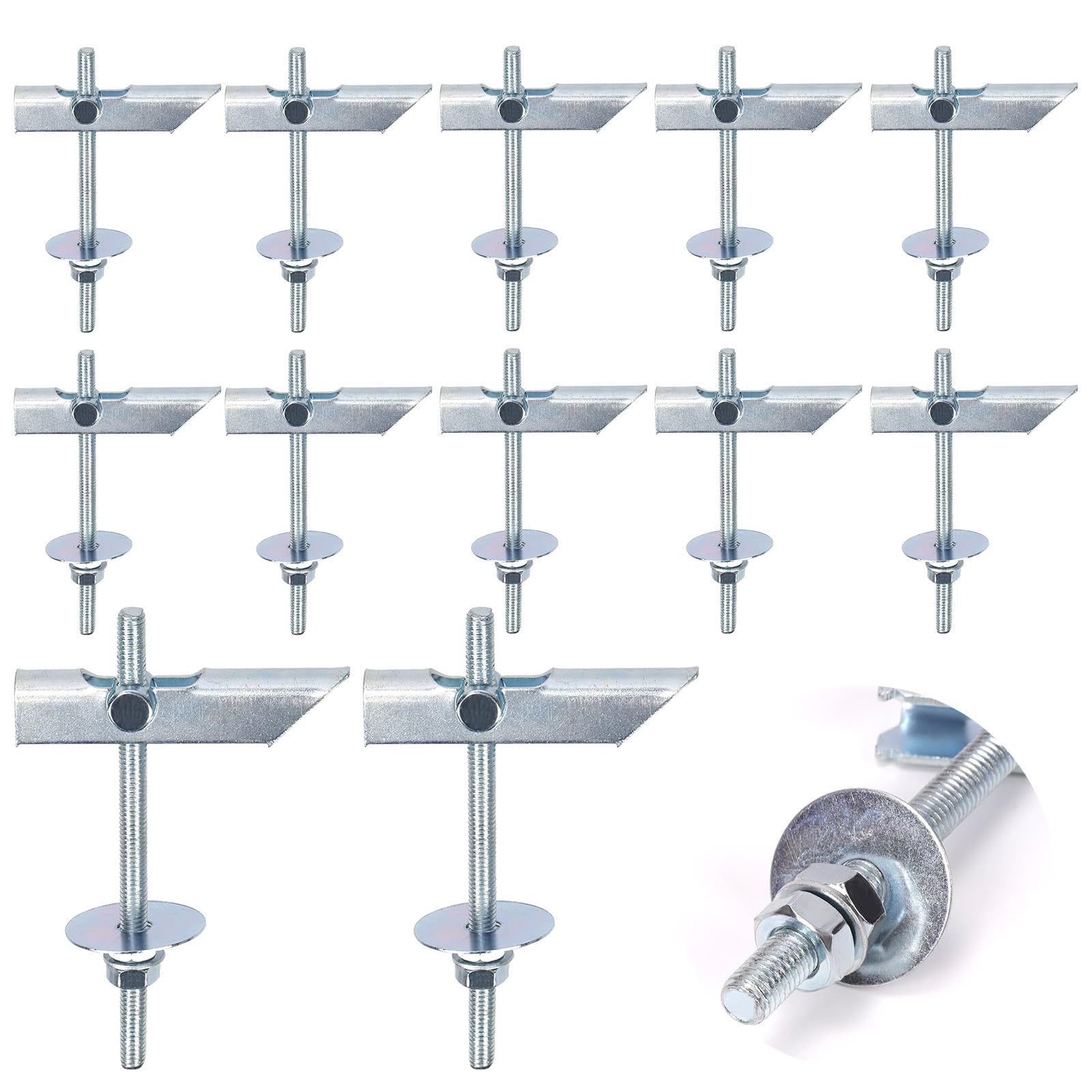Swpeet 12Pcs Heavy Duty M6×100mm Plasterboard Fixings Toggle Bolts Drywall Anchors, Tiltable Plasterboard Wall Plug Kit
