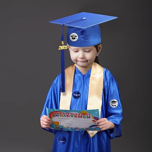 Miniatura 7 de Zhanmai Juego de estola de bata de graduación para preescolar y jardín de infantes 2025 con calcomanía de certificado de borla para regalo de niños