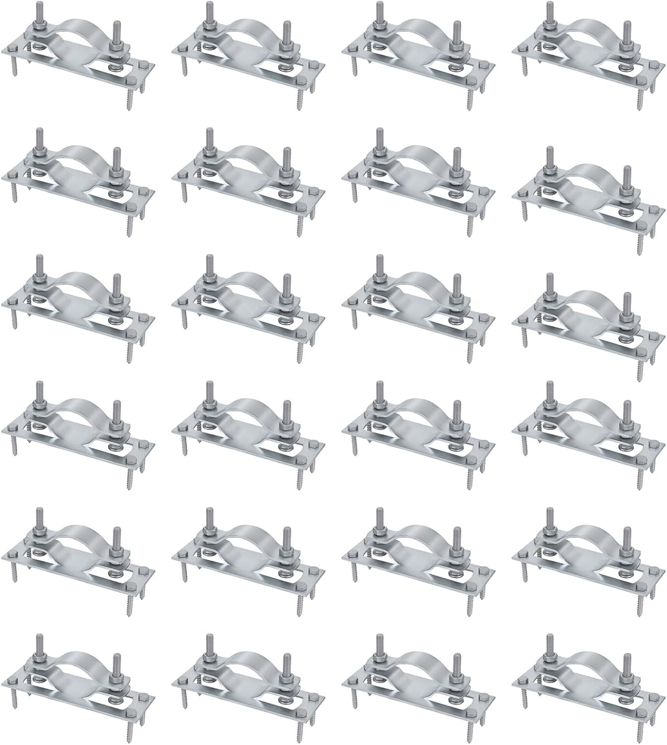 Fence Bracket, for 2-3/8" Metal Post and 2 x 4 Inch Wood Rail, Steel to Wood Fence Brackets for 45 90 Any Degree Angle, Fence Post Repair Kit Include Screws 24 Pack