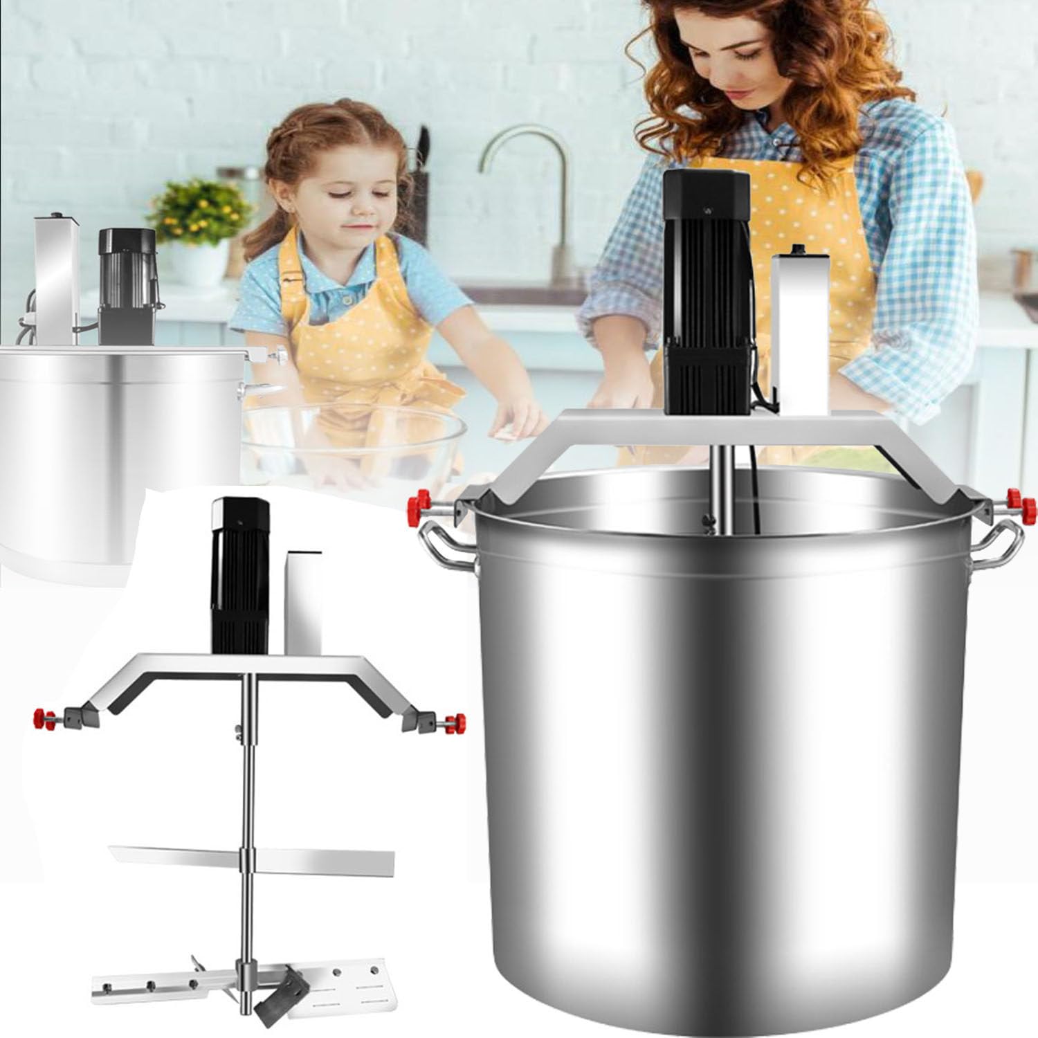 MYUYEE Soup Pot Automatic Food Mixer Pot With Self-Stirring Blender, 4 Blade Stirring Scraper For Hot Pot Seasoning And Soup Sauce Preparation (40L)
