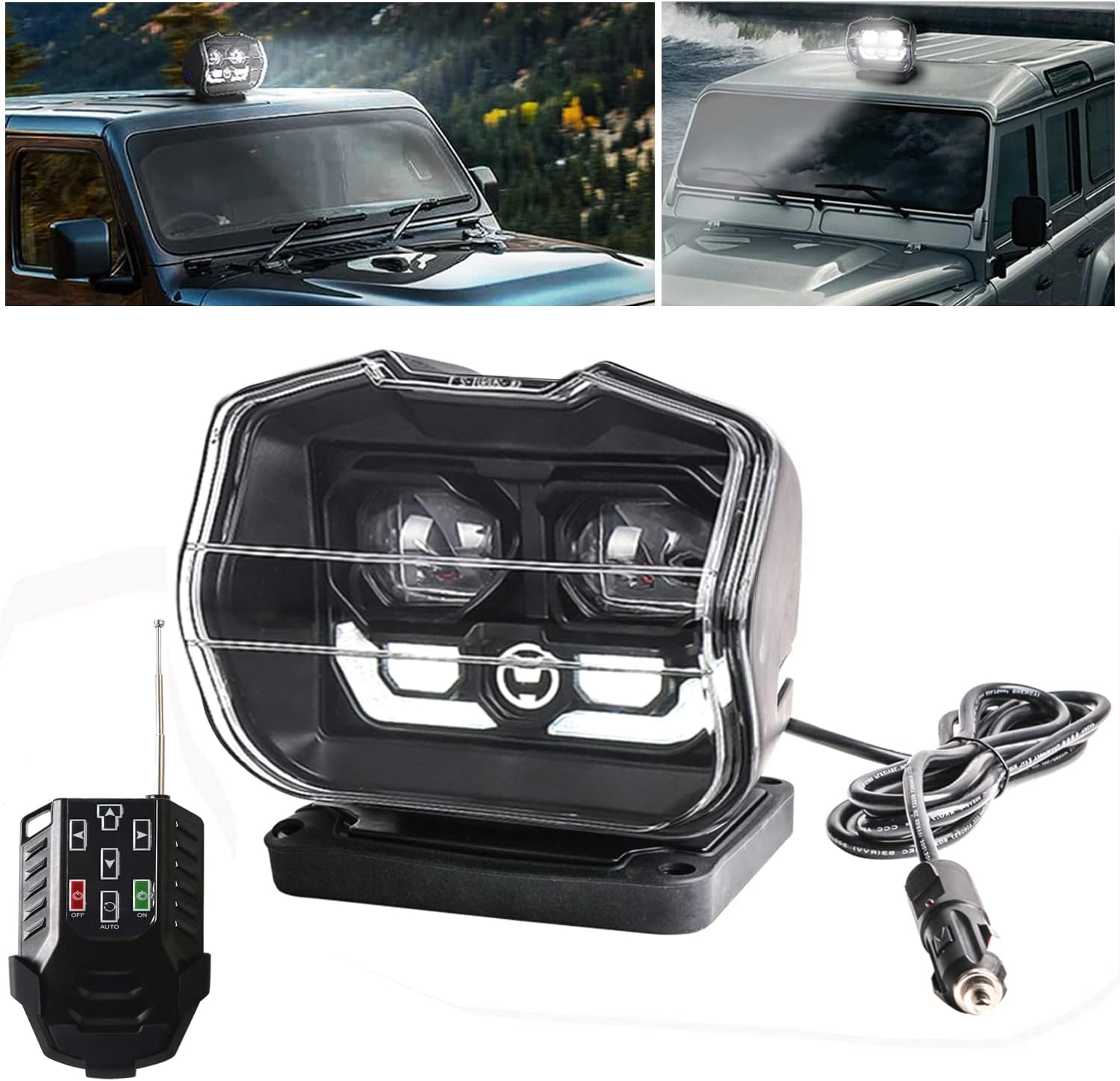 360 Degree Rotating LED Searchlight 1224V Remote Control