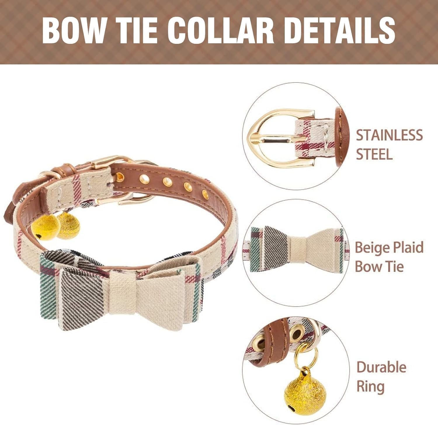 KOOLTAIL Dog Collar and Lead Set for Small Dogs with Bowtie and Bells - Image 4