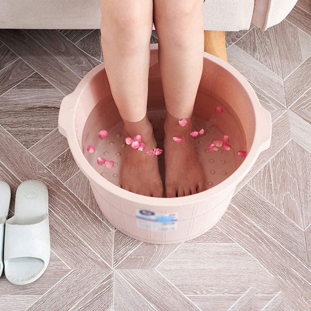 Wanienka do stóp, gruba, solidna plastikowa umywalka Spa do pedicure i masażu – idealna do moczenia stóp, paznokci u nóg (kolor: różowy) (różowy), kąpiel stóp To pursue happiness