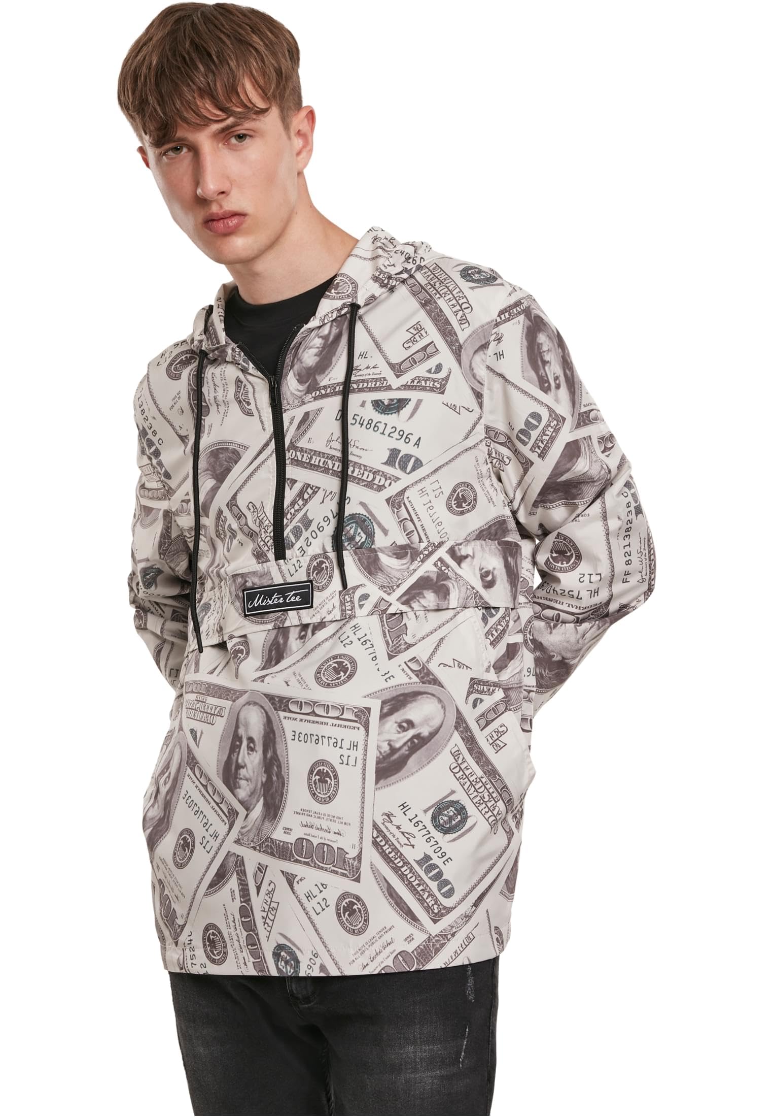 Mister Tee Herren Dollar Windbreaker T-Shirt, Beige (Sand 00208), X-Large (Herstellergröße: XL)