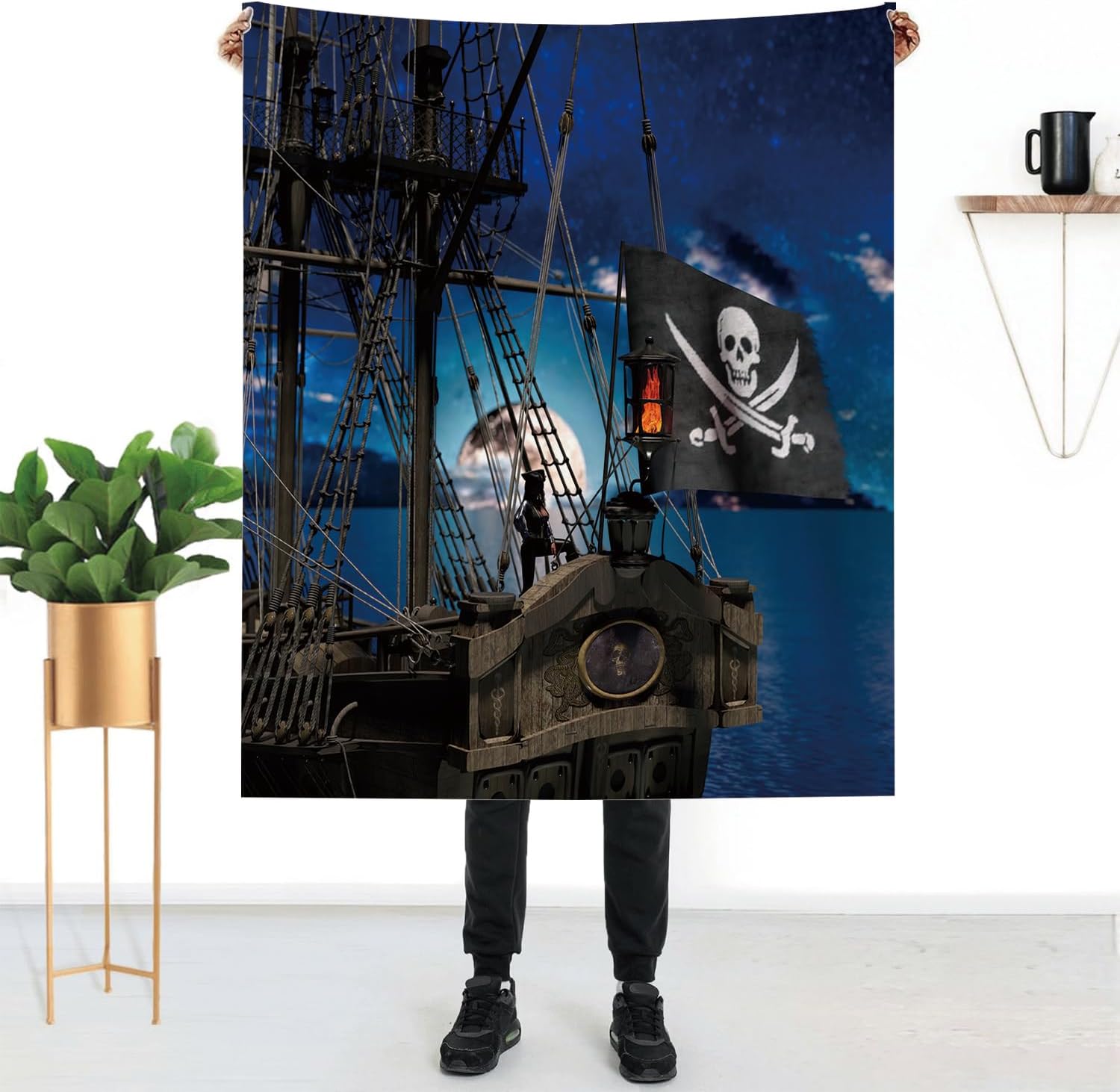 Pirates Blanket 60" x 80" Ship Nautical Blue Adventure Marine Super Soft Bedding Fleece Throw Blanket Microfiber Flannel Blankets Couch Sofa Warm Lightweight for Boys Girls
