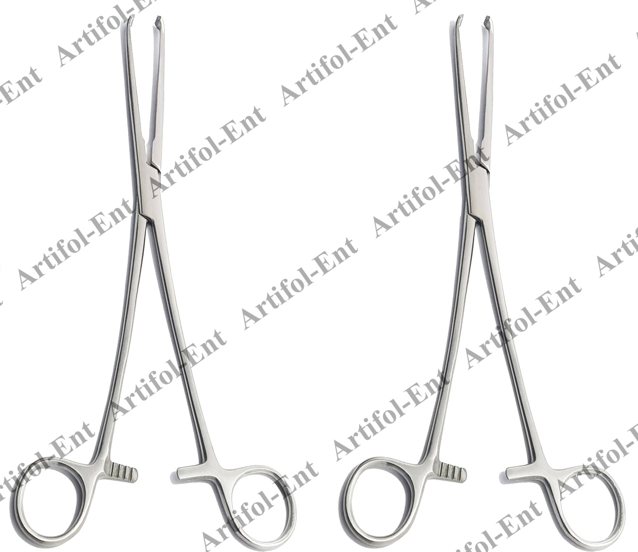2 Pcs Surgical Allis Tissue Hemostatic Forceps 19 cm 17.5