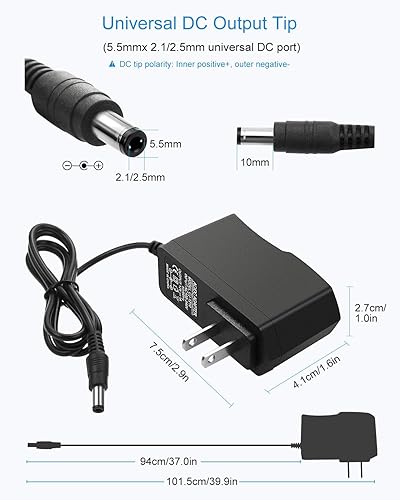 Vista 2 de ALITOVE Adaptador de fuente de alimentación de 12 V 1A CA 100-240 V a CC 12 voltios 12 W 1000 mA convertidor cable de 4.92 pies con punta de 0.217 x