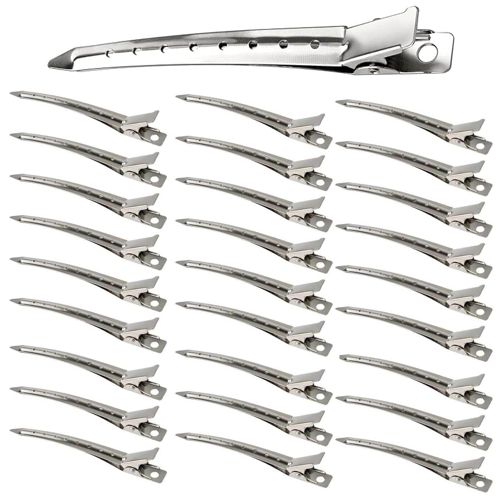 50PCS Silver Metal Hair Roller Clips, Hair Clips for Styling Spin Pins for Hair Duckbill Hair Clips