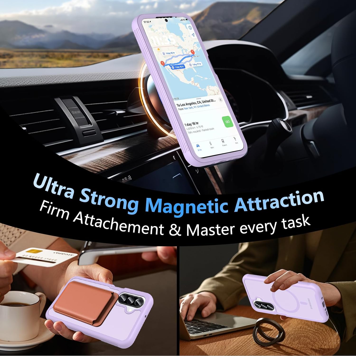  for Samsung Galaxy A17 5G Case Magnetic, [Built-in Screen Protector], Full-Body Military Drop Shockproof Protection Translucent Case for Samsung Galaxy A17/A16/A26, Fit for MagSafe, Purple thumbnail