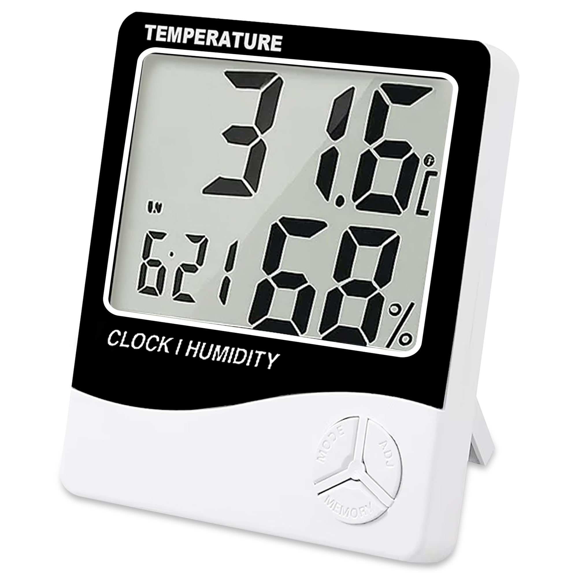 GLUN® LCD Digital Temperature & Humidity Monitor, Indoor Room Thermometer with Built-in Clock, Precise Climate Meter, Wall Mount Design for Bedroom, Office & Incubator Use-picture-34