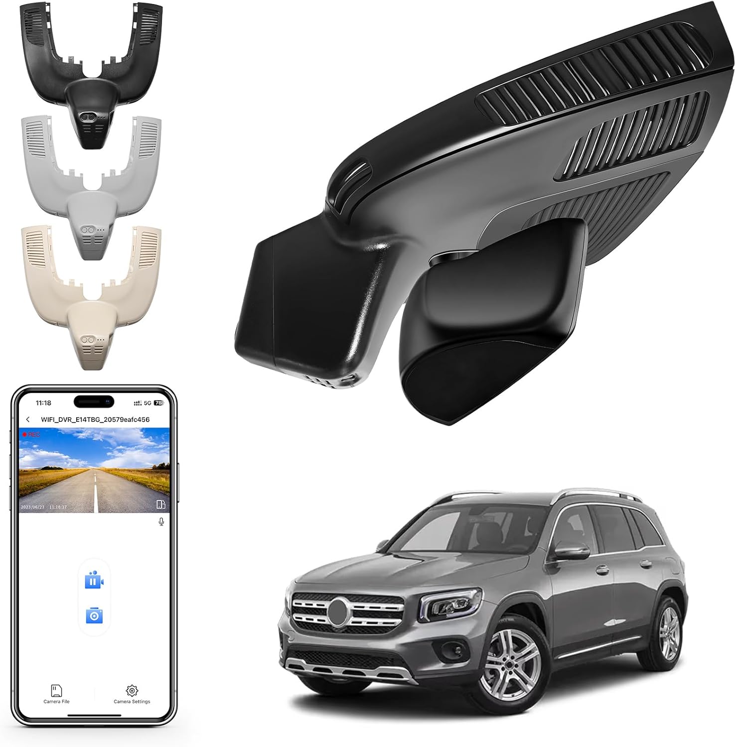 Mangoal 4K HDR Dash Cam STARVIS 2 IMX678 for Mercedes-Benz GLE(W167/C167)2020-2025 & GLS(X167)2020-2025(Model D Black)OEM Look, Loop Recording, UHD 2160P Video, App & WiFi, 64GB Card, 5GHz WiFi, GPS