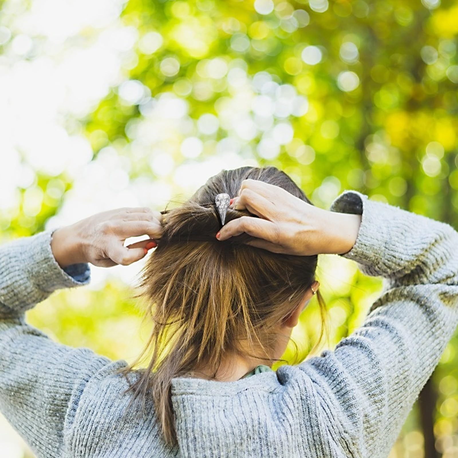 SOLUSTRE 28 Piezas Banda Elástica Cabello de Halloween Diseño de Calavera de Cuervo en Aleación y Goma, Adecuado para Mujeres y Niñas en Ceremonias y Cumpleaños