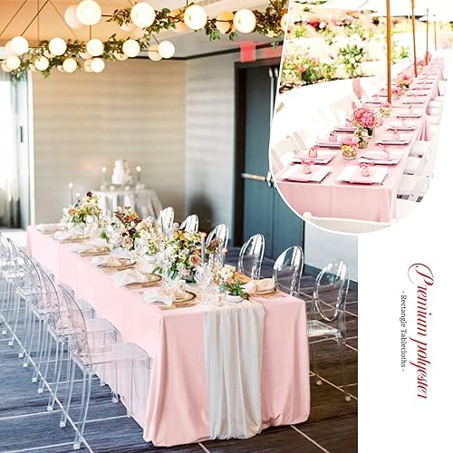 Miniatura 88 de Pesonlook Paquete de 4 manteles redondos blancos de 90 pulgadas, mantel de poliéster para mesas redondas, mantel lavable, resistente a las manchas