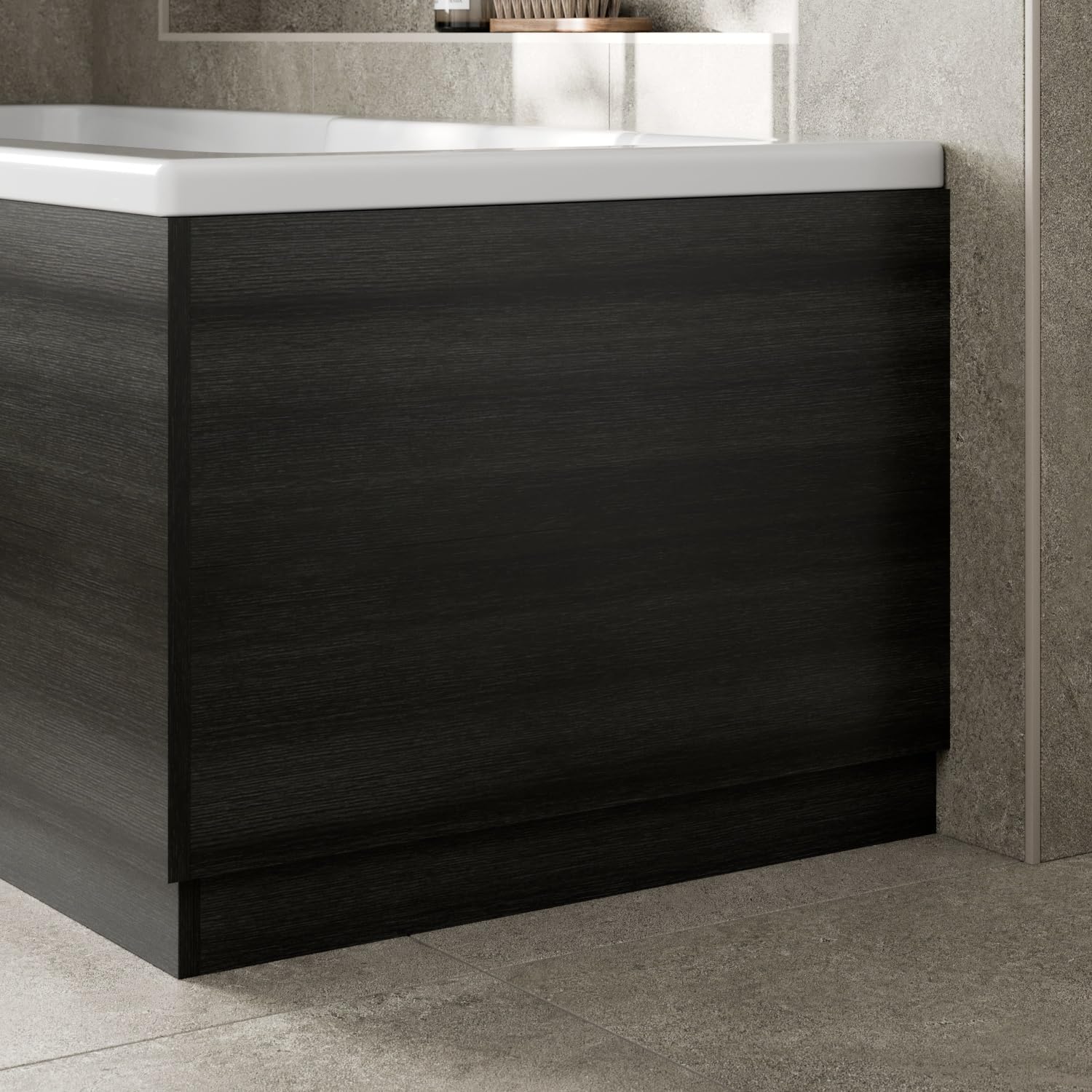 Baystone Modern 750mm End MFC Bath Panel 16mm Wooden Panels for Bathroom Baths Soaking Tubs, Adjustable Plinth, Easy to Cut, Charcoal Grey