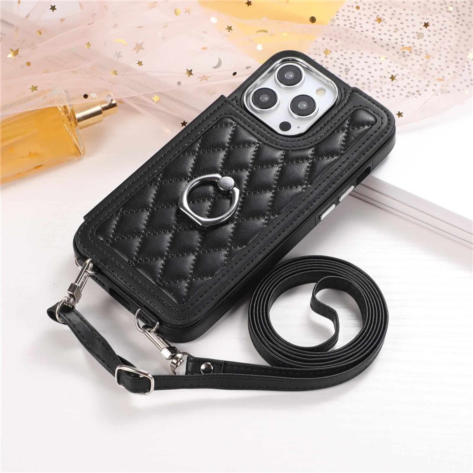 Do Samsung A53 Ring Crossbody skórzany portfel etui na telefon z klapką i podstawką (do Samsung A53/czarny)