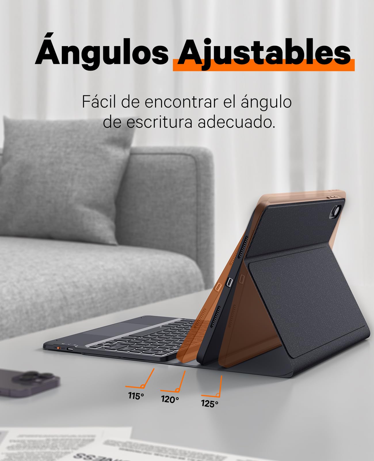 CHESONA Funda con Teclado para iPad (A16) 11ª Generación 2025 de 11 Pulgadas/iPad 10ª Generación 2022 de 10.9 Pulgadas, Retroiluminación de 7 Colores, Teclado Español con Touchpad Inteligente, Negro