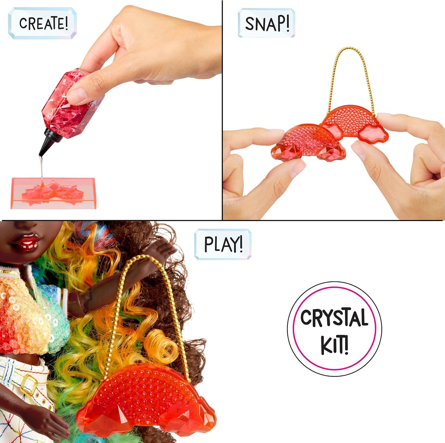 Rainbow High Creative Crystals Iris, Rainbow 28 cm Fashion Doll with Crystal Accessory Make It Kit, Ring for You DIY, Crafts - Image 3