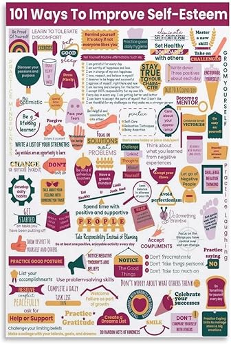 Miniatura 1 de Self-Esteem Poster Self Confidence Coping Skills For Kids, Teens, Young Adults, Parents, Teachers 10 Canvas Poster Wall Art Decor Print Picture