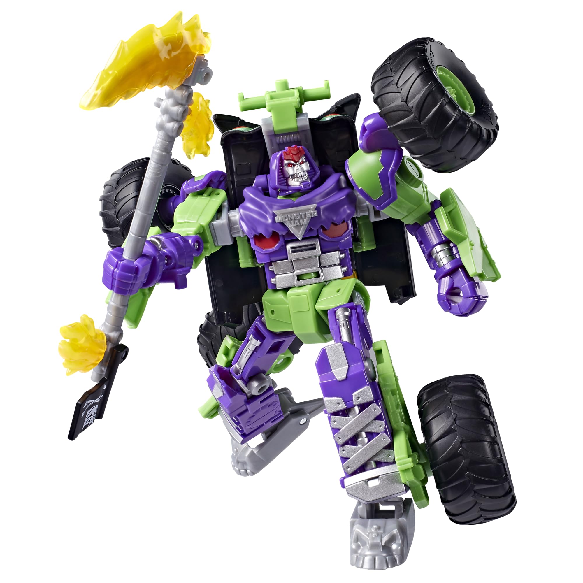 Transformers Collaborative x Monster Jam, Figurine Convertible Grave Digger (Grim) Classe Leader de 23,5 cm, Mode Monster Truck, dès 8 Ans