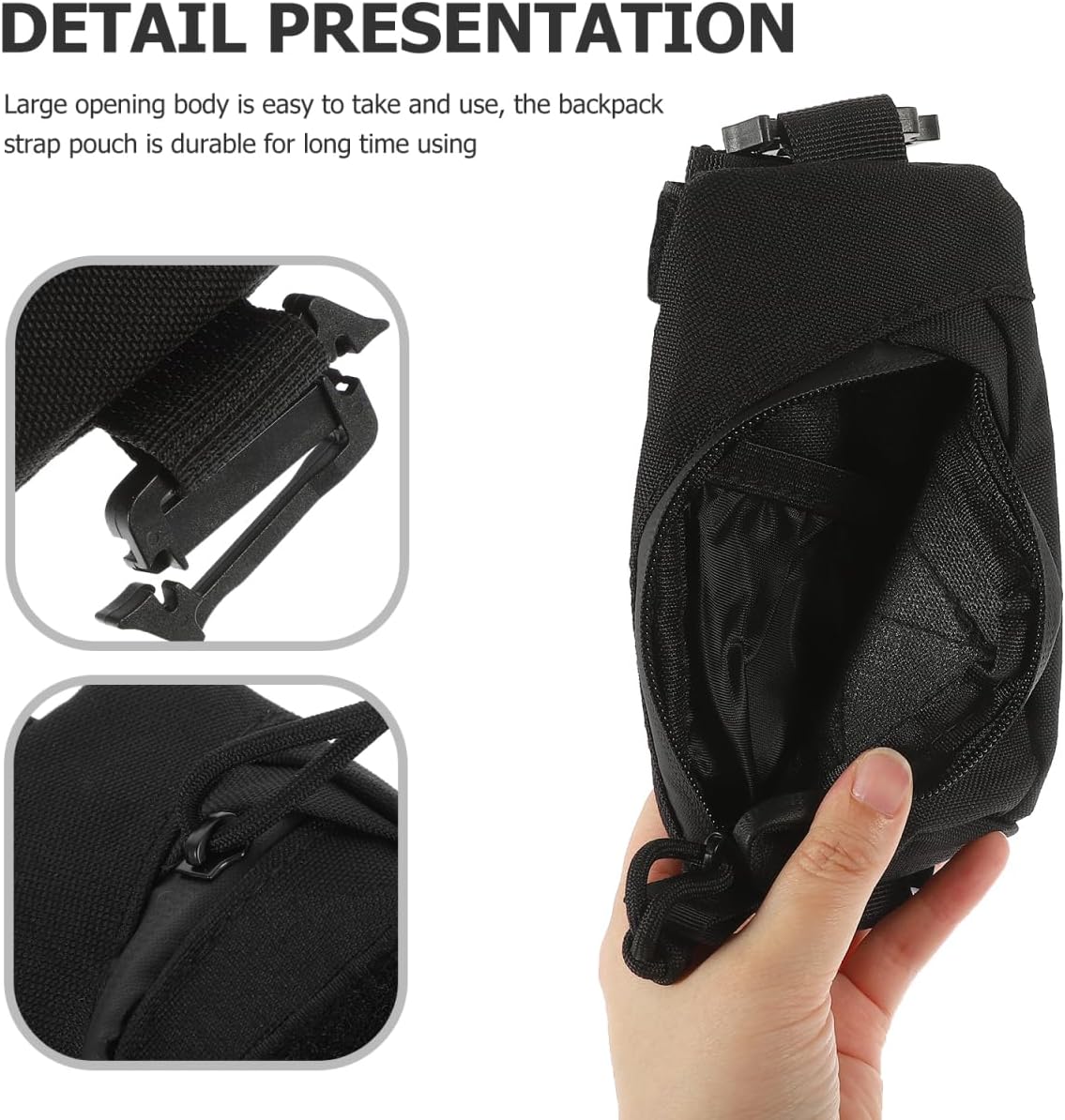 Toyvian Tactical Backpack Strap Pouch Small Attachment with Buckle for Tools Phone and Everyday Carry Outdoor Shoulder for Hiking and Hunting