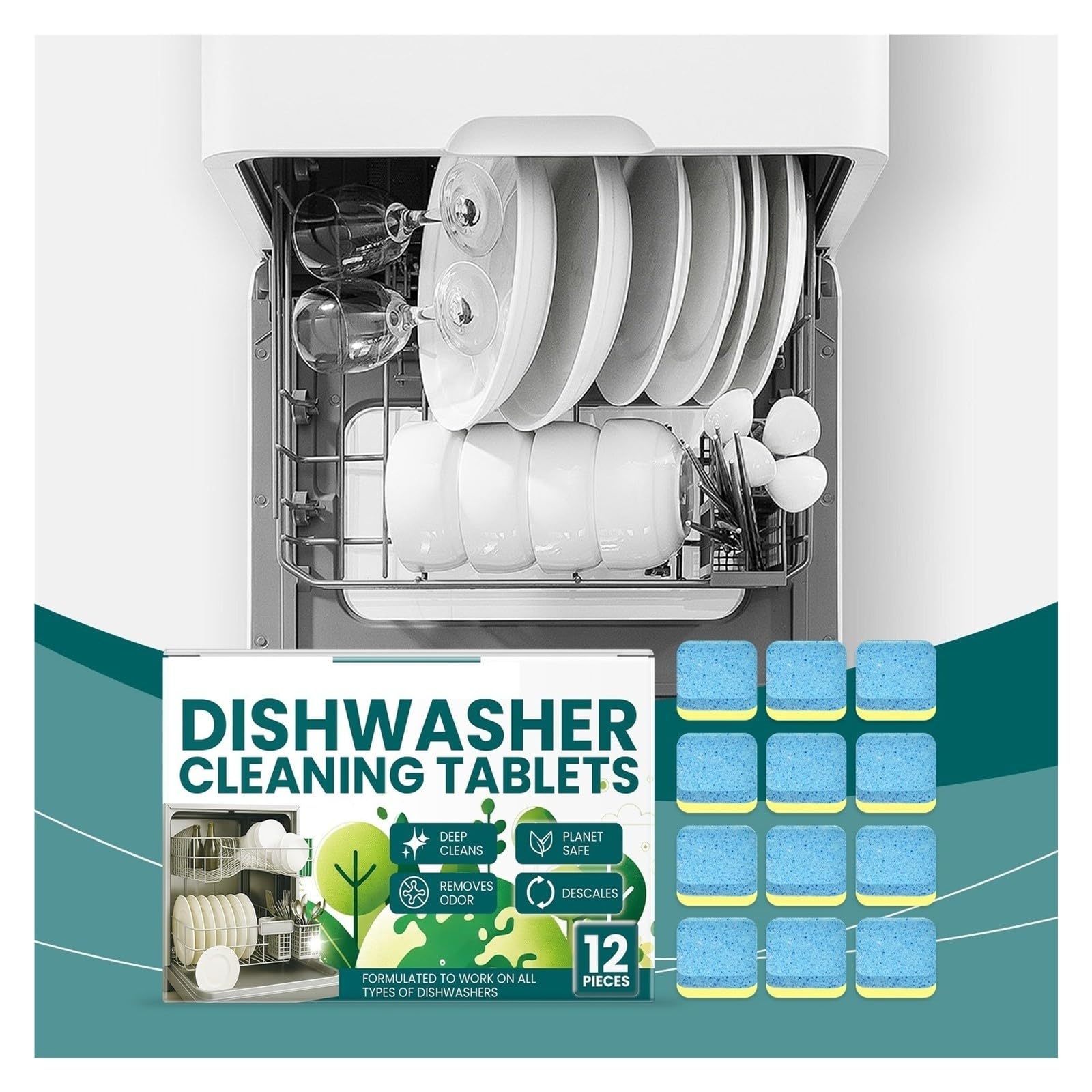 El lavavajillas elimina las manchas difíciles | Descontaminación y lavado eficientes, mantenimiento profundo,(3pcs)