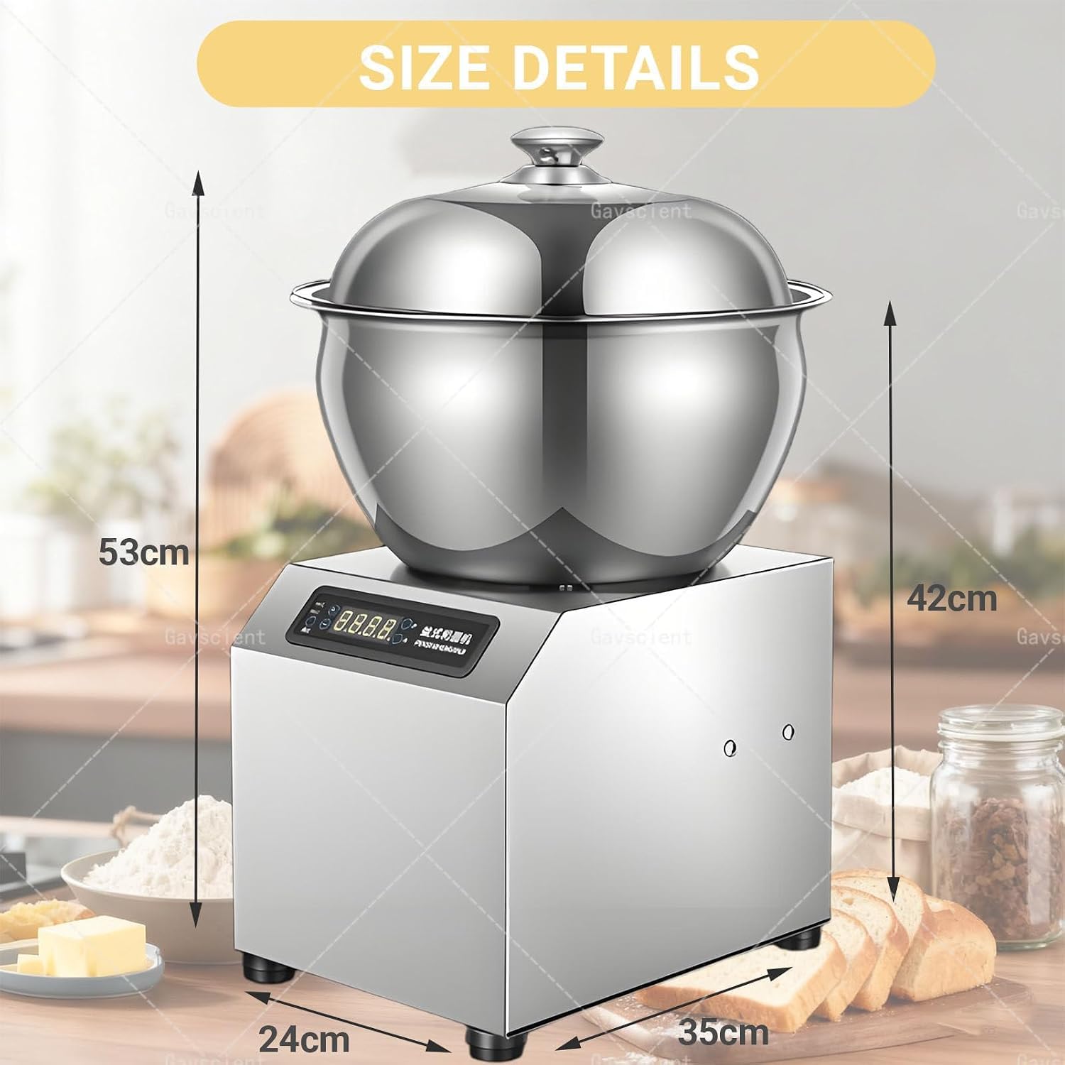 Impastatrice Spirale Professionale, Impastatrice Pesante in Acciaio Inox, Motore 1800W, Timer 0-30 Min, per Impasti di Pane, Pizza, Ravioli, Cucina Professionale, Panificio, Ristorante,8KG