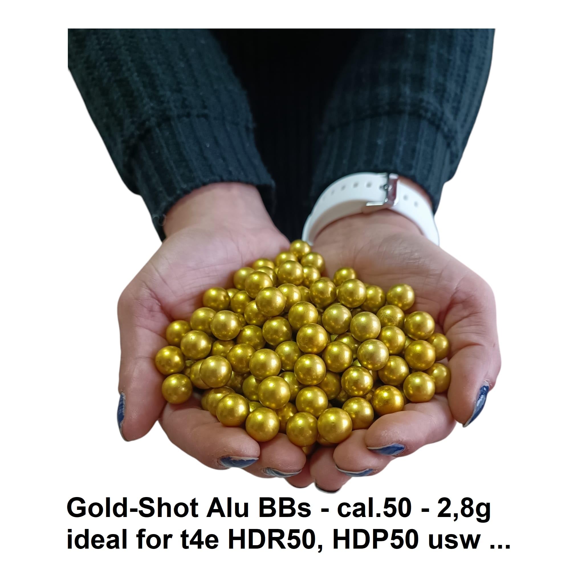 Gold Shot Aluminium Kugeln Cal.50 – 500 Stück Großpackung – Gold-eloxierte RAM Munition – Wiederverwendbar & präzise – Für t4e HDR50, TR50, TP50, HDP50 & mehr