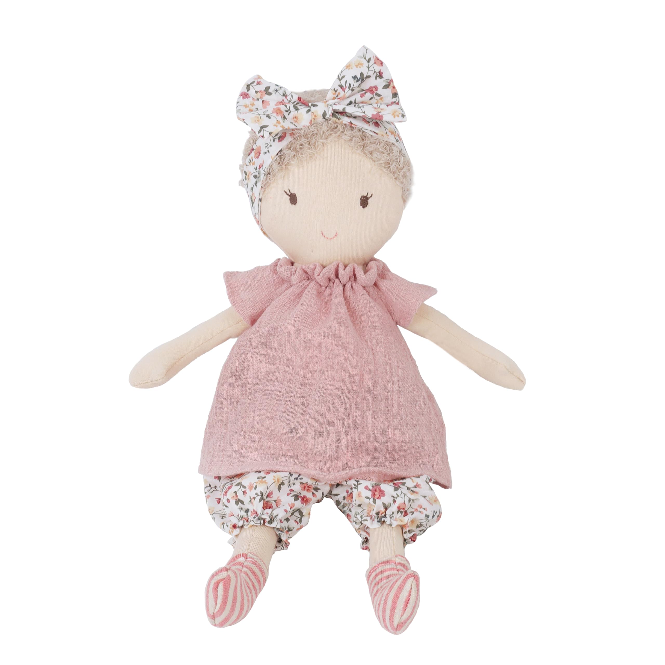 Poppy Baby Doll 15"/38 cm | Soft First Doll with Floral Removable Clothing | Cuddly Plushie Toy for Gifting, Nursery & All Ages