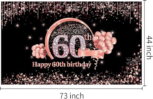Miniatura 2 de Lnlofen Cartel de 60 cumpleaños para mujer, extra grande, suministros de decoración de fiesta de cumpleaños de 60 años, cartel de feliz cumpleaños