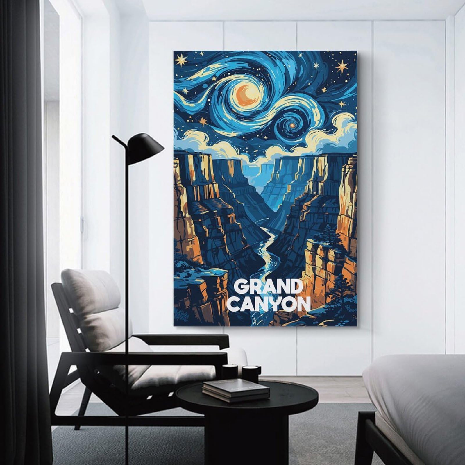 Junmoney Unframe-Style-7 Grand Canyon Night Sky Art Room Decor Wall Art, 16X24inch(40X60cm), For Feature Walls In Flats Or Modern Rooms, Wall Decor Suited To Curated Displays