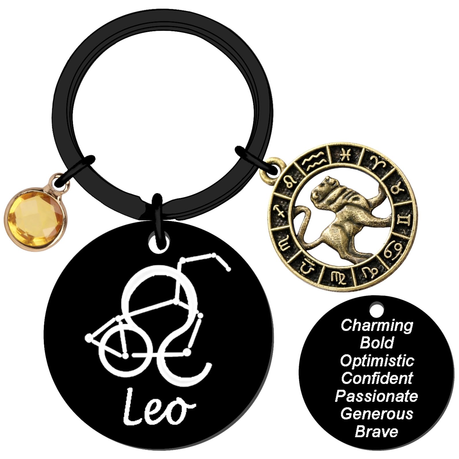 Quluvaeri Unisex Leo Zodiac Gifts 12 Constellation Keychain Gifts For Women Star Sign Accessories For Friends Female Friendship Keys, Birthday, Christmas, Bag, Backpack (Leo)