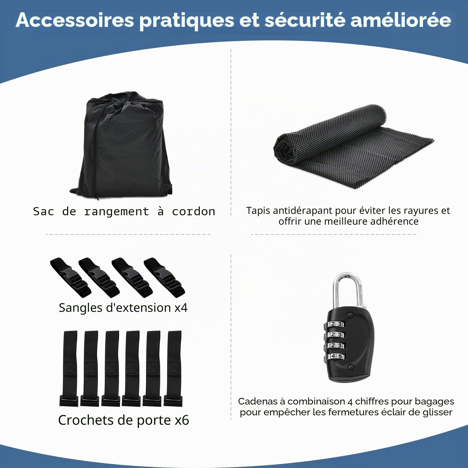 GOPLUS Coffre de Toit Voiture 400L, Sac de Toit Étanche pour Voitures, Coffre à Bagages avec Tapis Antidérapant et 6 Crochets de Porte, Coffre de Rangement pour Voyage et Transport de Bagages (400L)