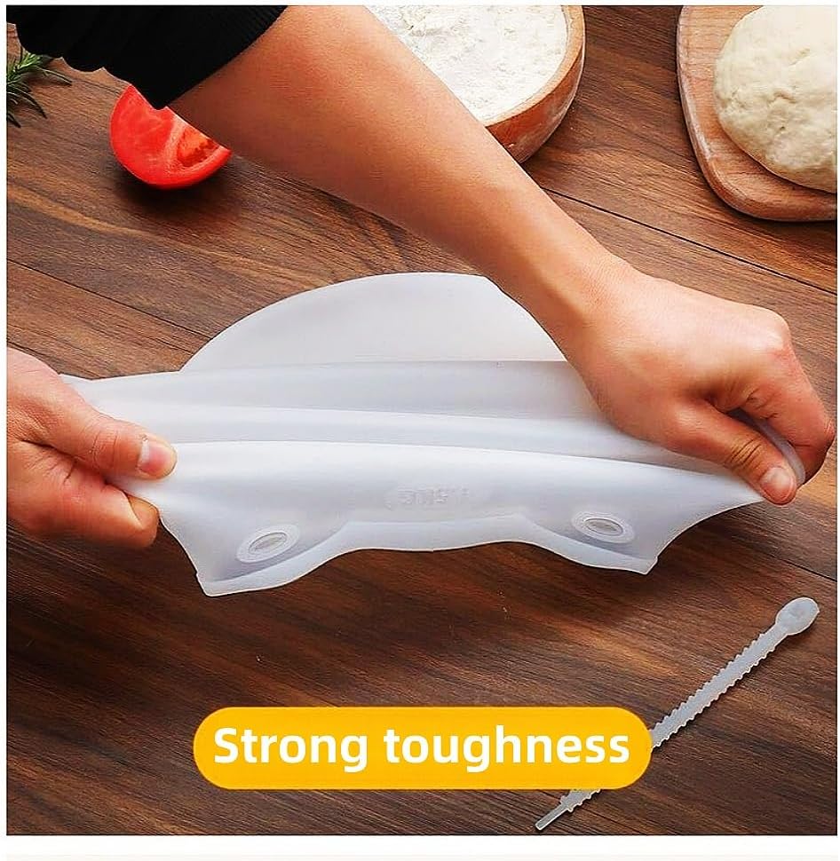 2-Pack Cooking Tool for Dough Preservation and Preparation, Multifunctional Pastry Pizza Cornbread Flour Mixing Bag, Silicone Dough Kneading Bag