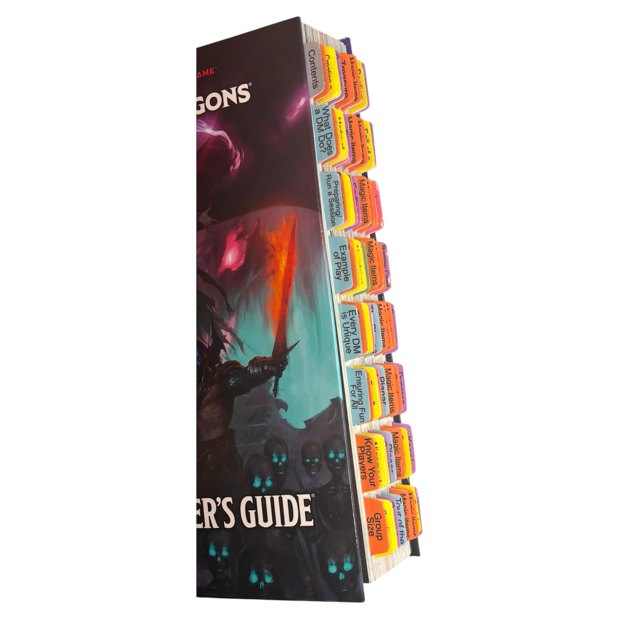 Book Tabs for The Dungeons & Dragons 2024 Dungeon Master's Guide. Laminated, Durable, Color-Coded Repositionable Tabs (Book not Inlcluded)