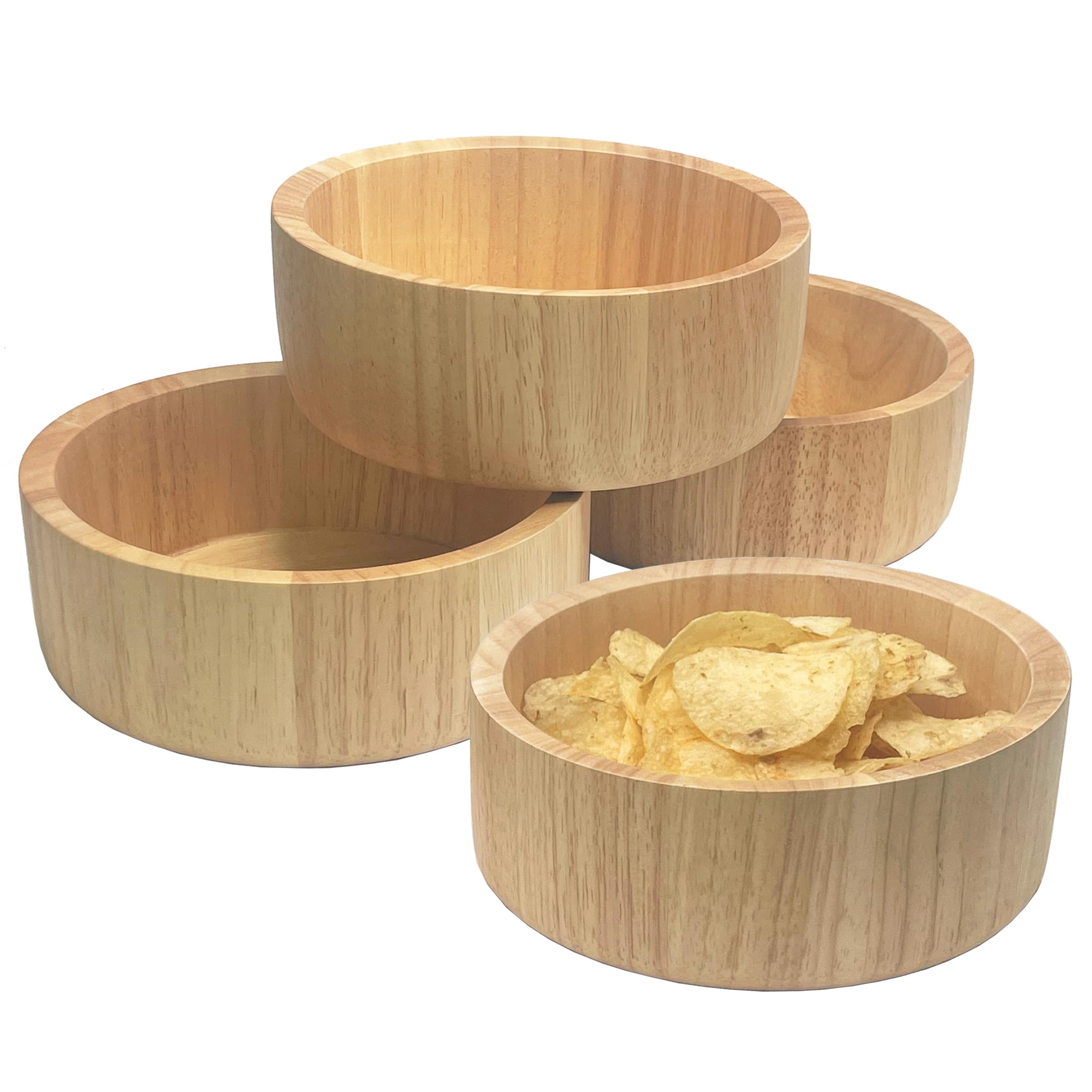 Woodard & Charles - Juego de 4 cuencos individuales de madera, cuencos para servir aperitivos, 6 1/2 x 2 1/2 pulgadas