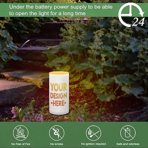 Vista 5 de Velas LED sin llama personalizadas que funcionan con pilas con temporizador remoto que cambia de color, personaliza fotos y texto, hazlo tú mismo tu