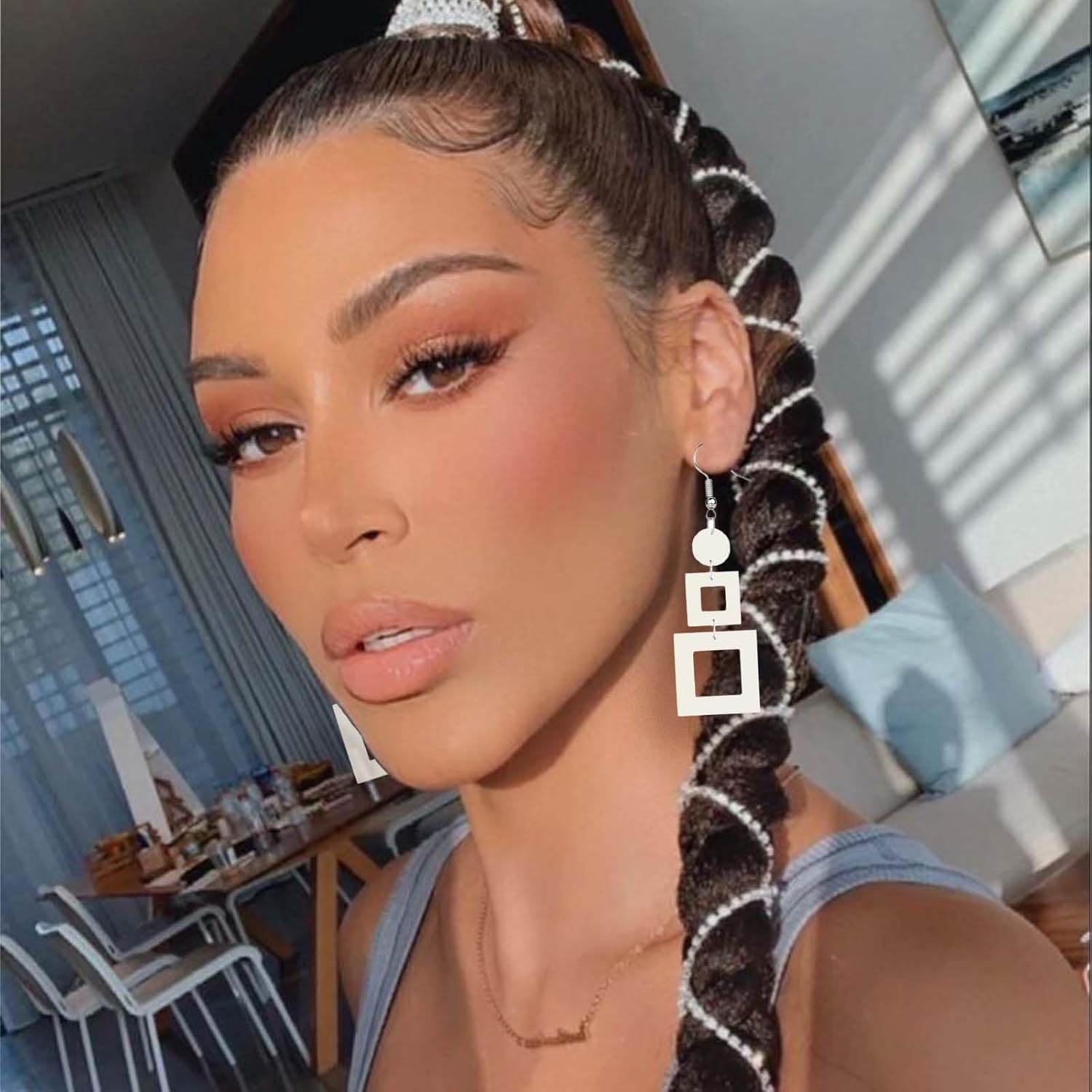 80s 90s Neon Earrings for Women Vintage Colorful Minimalist Multicolor Geometric Earrings Retro Oval Square Neon Earring for 80's Outfit Glow Party Accessories - Image 4