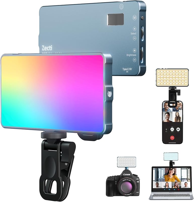 Selfie Light, 96 LED Phone Light with Metal Hotshoe & Clip, Rechargeable 2500K-8000K 360° Full Color 21 Scenes RGB Video Light for Phones, iPhone, Laptops, Cameras, Vlog, TikTok, Gifts for Women & Mom | CRI 96+ 2500K-8000K Rechargeable Full Color 21 Scenes LED Lights, for Phones, iPhones, Cameras, TikTok, Gifts for Women & Mom