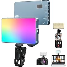 Selfie Camera Phone Light with Metal Hotshoe &amp; Clip, 135 LED CRI 96+ 2500K-9900K 4000mAh RGB Video Light for iPhone, Cameras, Selfie, Video Conference, TikTok Live Streaming, Gifts for Men &amp; Women