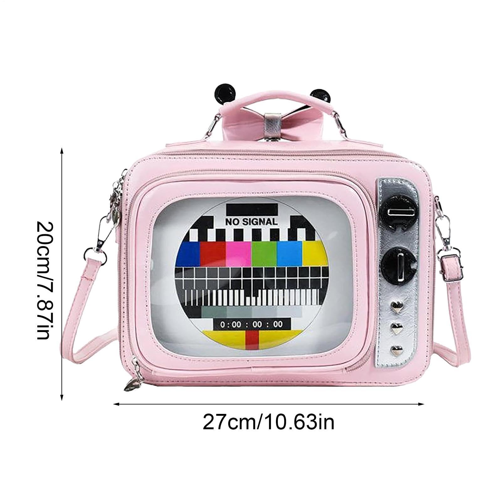 Generico Zaino Scuola Zaino Portatile Multifunzionale Elegante | Borsa A Tracolla A Forma TV Retrò per ragazze, ideale per uso quotidiano, casa, scuola, viaggi, pendolarismo, attività