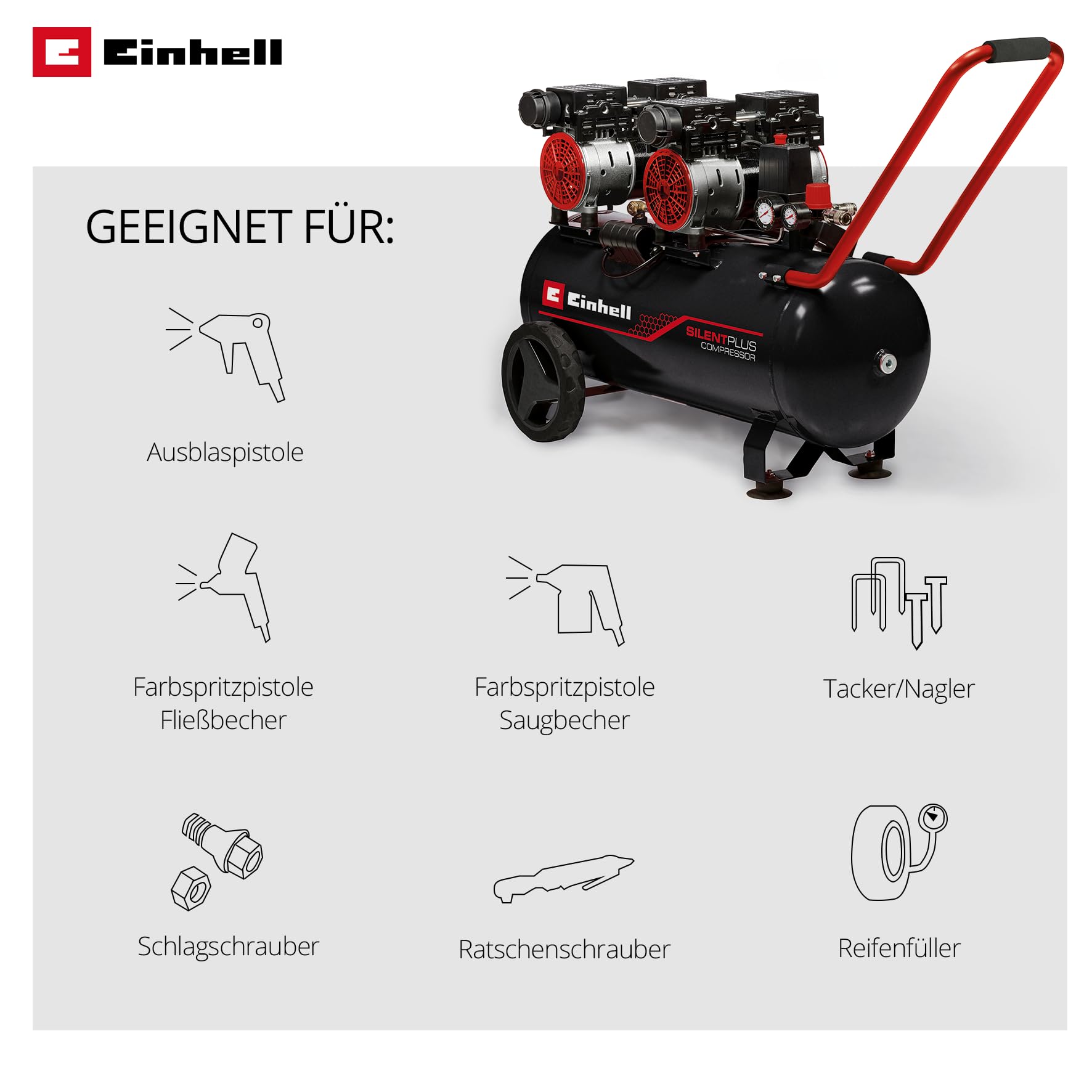 Einhell Kompressor TE-AC 270/50 Silent Plus 1500 W 8 bar 50 l 270 l/min ölfrei