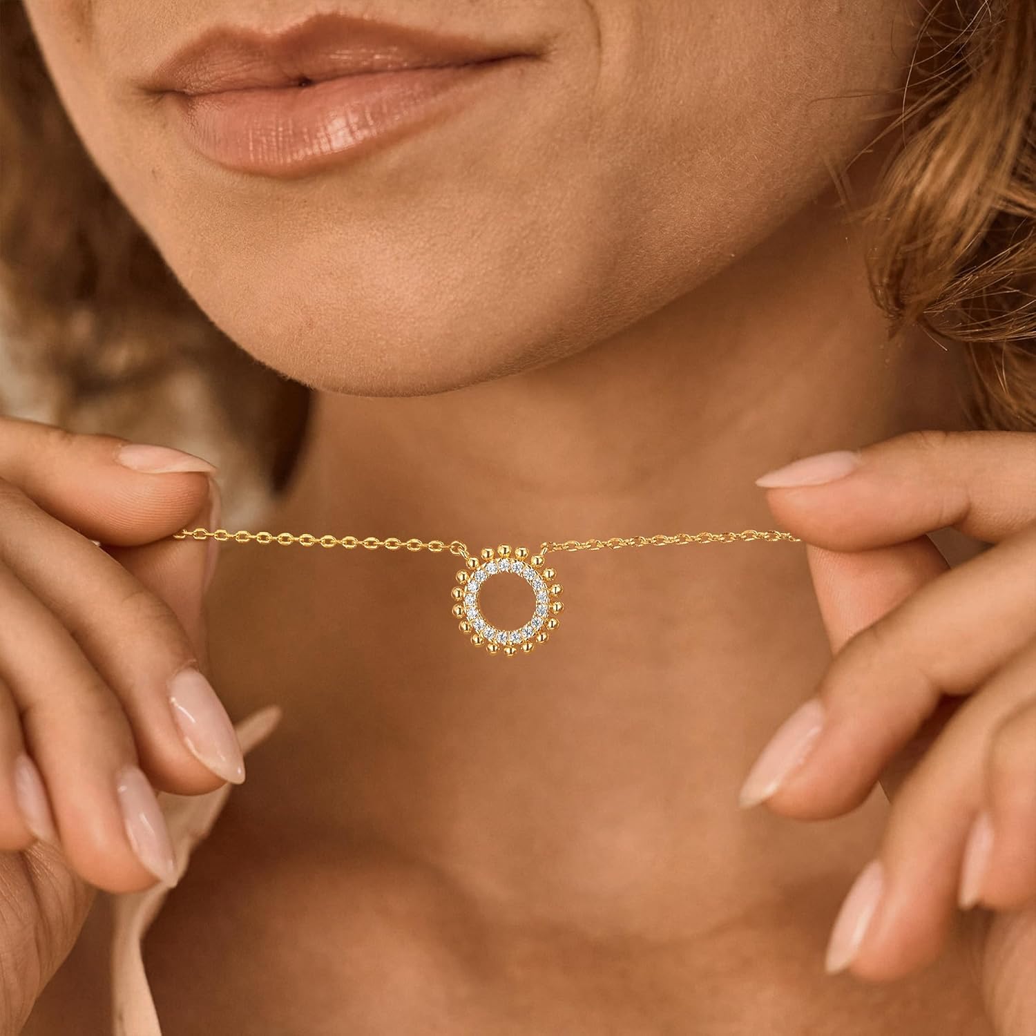 MEVECCO Gold Necklace for Women 18k Gold Plated Sun Charm Choker Pendant Necklace Handmade Minimalist Small Cute Jewelry for Birthday Gifts - Image 5